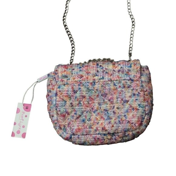 BARI Lynn Tweed Rainbow Jeweled Chain Strap Clutch Bag Chic Purse - Picture 2 of 8